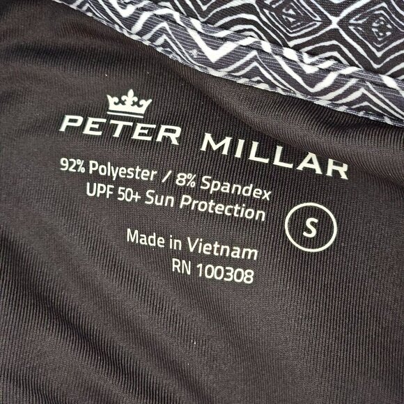 Peter Millar The Players Sleeveless Polo Shirt Small Black White UPF 50+ - Picture 5 of 7